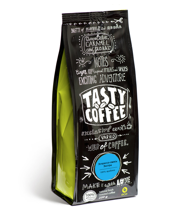Кофе в зернах Tasty Coffe Extra Espresso blend 100% Arabica - Кофе БТ